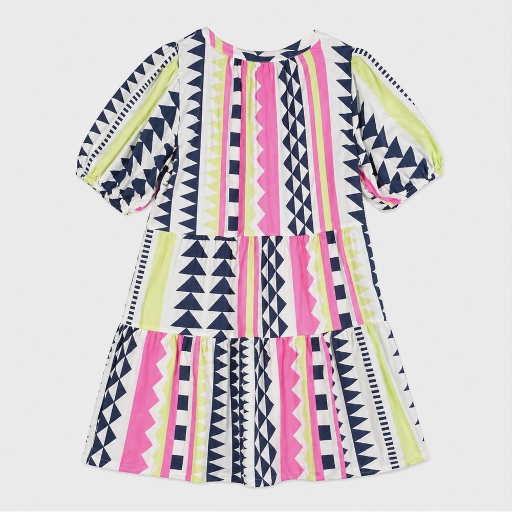 NWT MED Velvet by Graham & Spencer “Danica Neon” Jacquard Tiered Boho Mini Dress - Picture 7 of 10